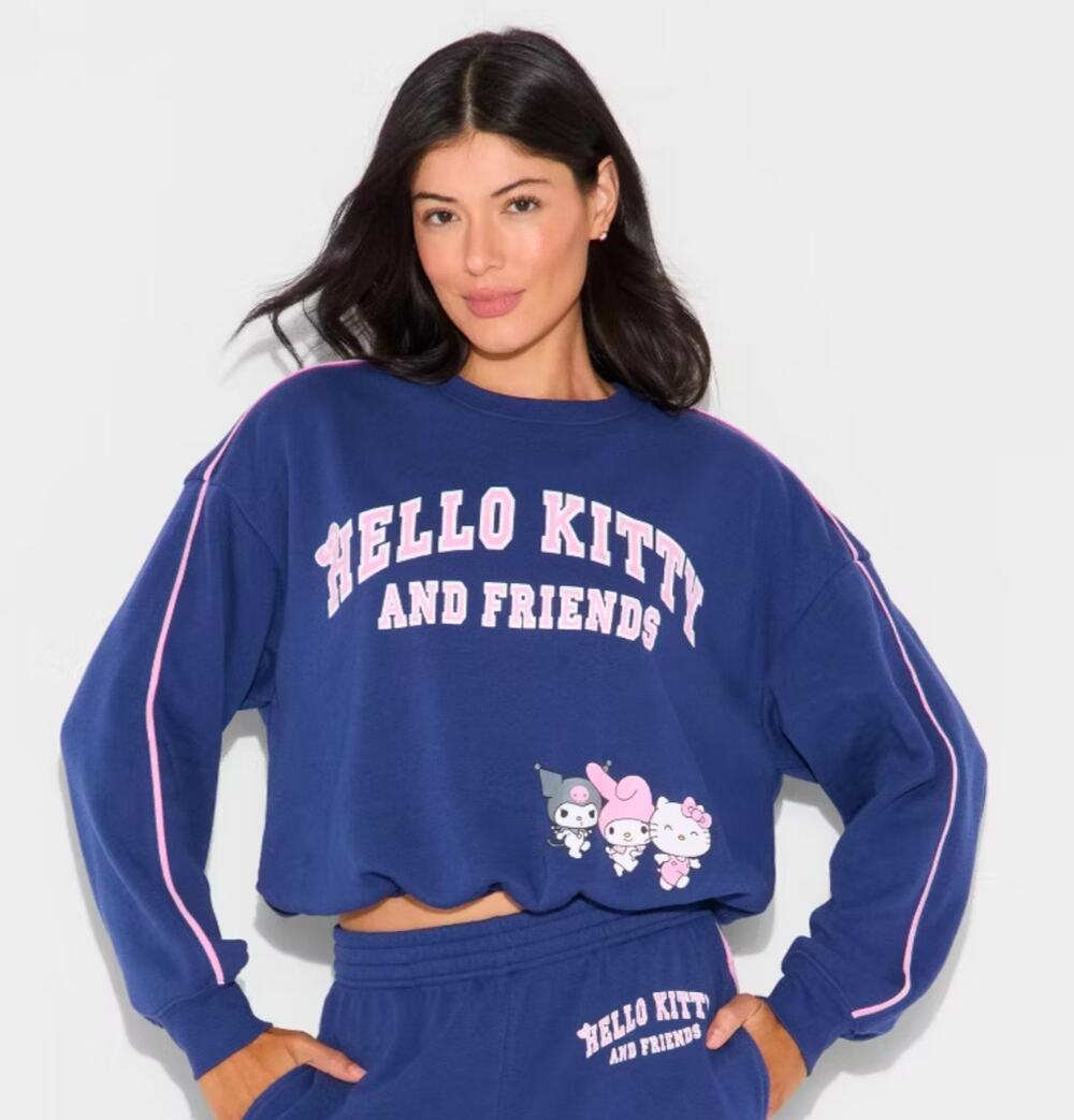 Hello Kitty Blue Cropped Sweater Large